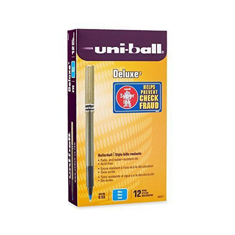 Uni-ball Deluxe Roller Ball Pens, (60027) Blue Ink, Micro Point (2-Pack)
