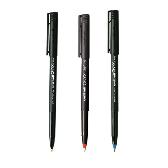 Uni-ball Onyx Roller Ball Stick Dye-Based Pen (3 Color Set)