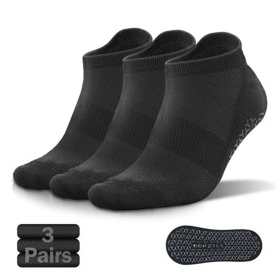 Newzill Unisex Non-Slip Grip Yoga Socks, 3- Pack, Large/X-Large