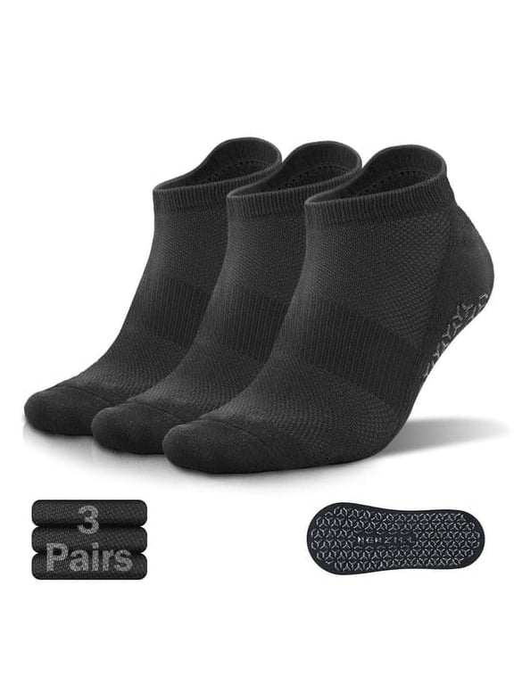 Unisex Non-Slip Grip Yoga Socks, 3- Pack, Large/X-Large