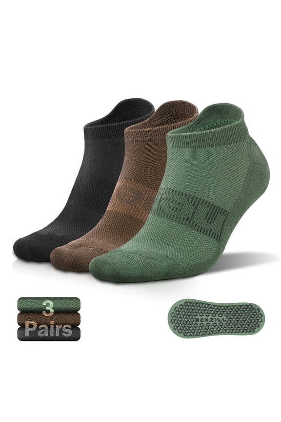 Unisex Non-Slip Grip Yoga Socks, 3-Pack, Large/X-Large