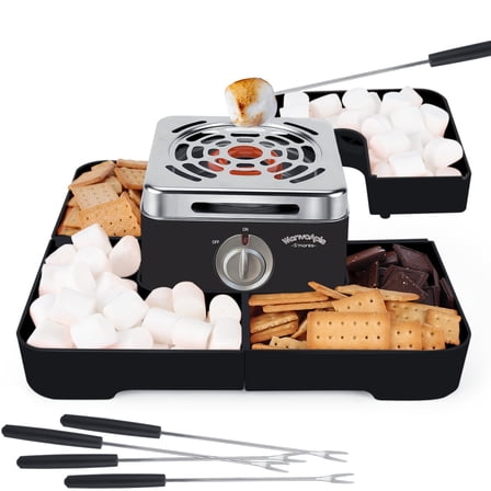 UniAlly Tech Electric S'mores Maker – Indoor Flameless  Roaster with 4 Roasting Forks & 4 Trays – Fun Gift for Movie Nights, Parties & Date Nights