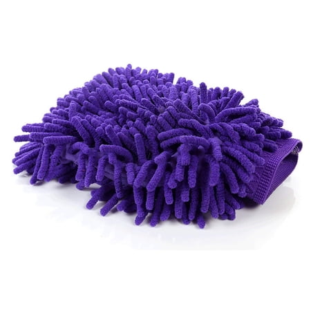 UniEco Double Layers Chenille microfiber material Car Wash Gloves Long 9.1-Inch x Wide 6.7-Inch 2 pack Purple Color,Car Wash Mitt,Use Wet or Dry