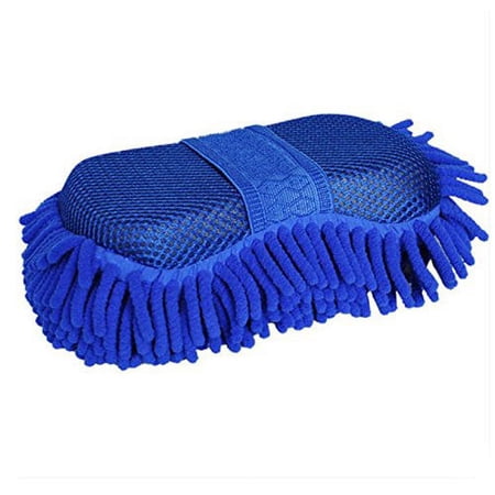 UniEcoo Car Wash Sponge Length 9.45-Inch x Width 5.1-Inch x Height 2.76-Inch Dark Blue Color,Chenille Microfiber Material, 1 Piece