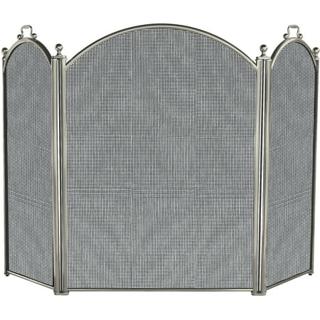 UniFlame 3-Fold Satin Pewter Large Fireplace Screen
