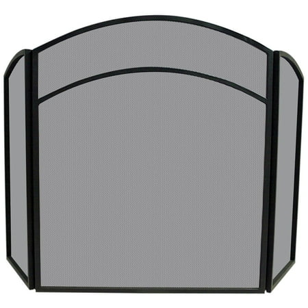 UniFlame 3 Panel Black Wrought Iron Arch Top Screen
