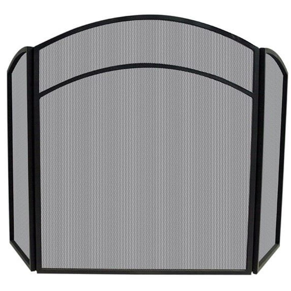 UniFlame 3 Panel Black Wrought Iron Arch Top Screen