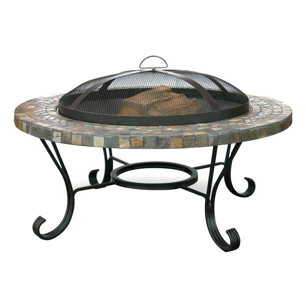 UniFlame 36" Wood Burning Slate & Copper Tile Wrought Iron Fire Pit | WAD931SP - image 1 of 5