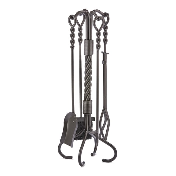UniFlame 5-Piece Olde World Iron Ring/Twist Fireplace Tools Set