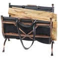 thumbnail image 1 of Uniflame Antique Copper Wrought Iron Log Holder with Black Leather Carrier, 1 of 2