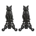 thumbnail image 1 of UniFlame Black Cast Iron Cat Andirons with Reflective Glass Eyes, 1 of 8