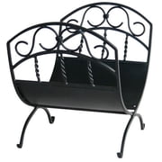 UniFlame Black Wrought Iron Log Holder with Scrolls