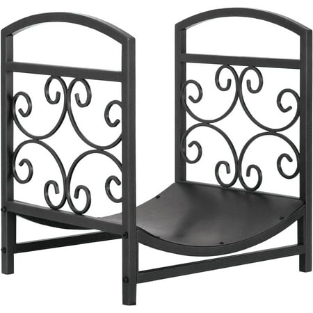 UniFlame Graphite Finish Scrollwork Fireplace Log Rack