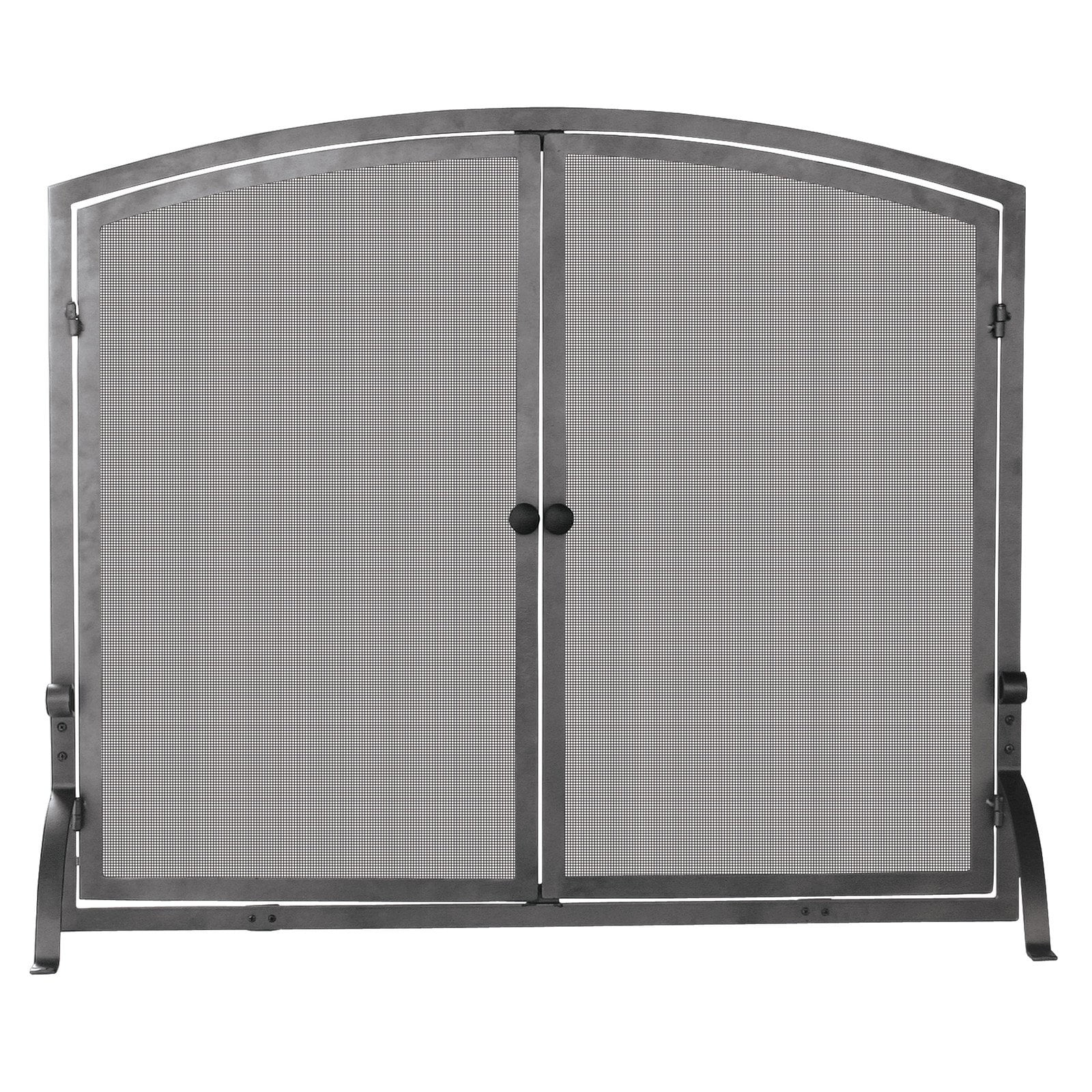Medium Black Iron Single Panel Fireplace Screen with Doors