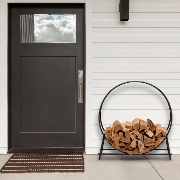 UniFlame W-1881 Black 40-Inch Diameter Tubular Firewood Log Hoop Rack