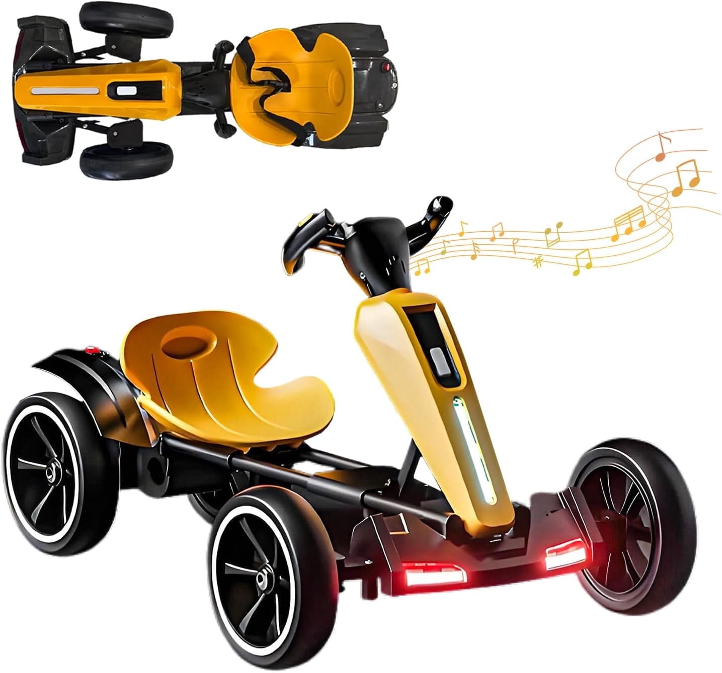 UniFun 12V Kids Electric Pedal Go Kart – Foldable Outdoor Ride-On Toy with Adjustable Seat, 4 Non-Slip EVA Wheels, Music & Lights | 6 km/h Speed, Educational Function for Ages 3-8