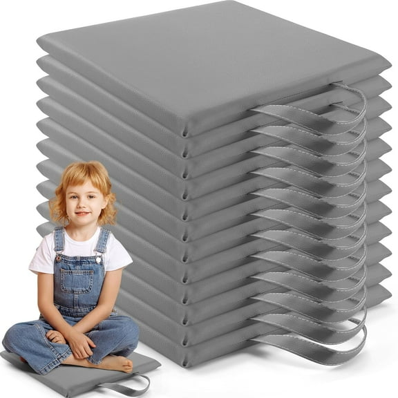 UniMall 12 Pcs 12'' Square Floor Cushions for Kids Classroom Flexible Floor Seating Elementary with Handles Classroom Carpet Cushions for Adults Toddlers Daycare Preschool School