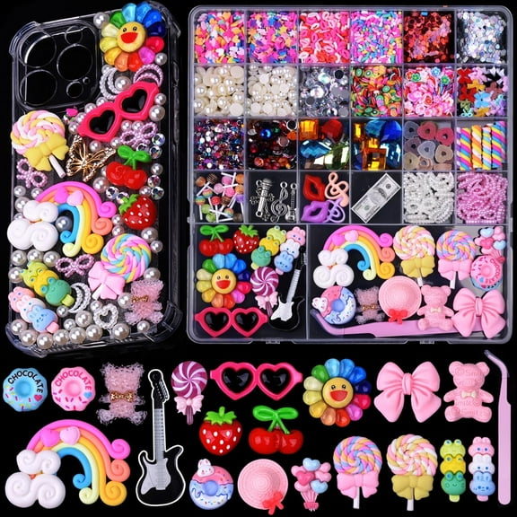UniMall 3980 Pcs Junk Case Charms Kit for Phone Case,Slime Craft,Cute Nail Art Charms