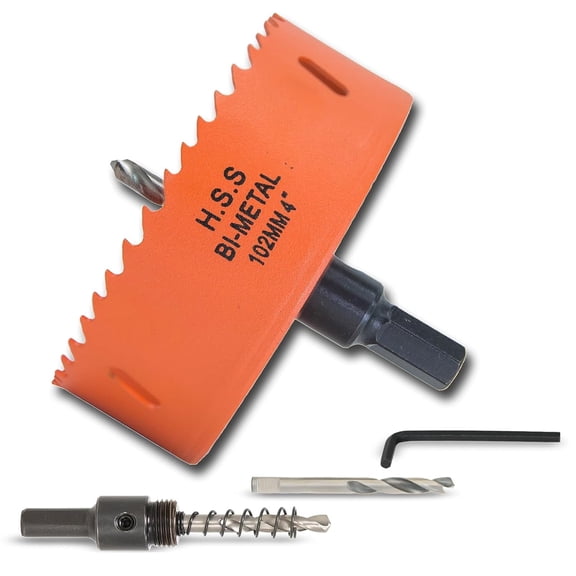 RFGUB 4 inch Hole Saw with Arbor for Metal Wood Plastic, 102mm Bi-Metal Hole Cutter for Different Project with Smooth and Flat Drilling Edge, Fast Chip Removal
