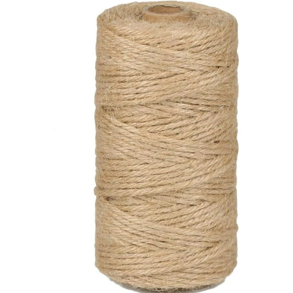UniMall Jute Twine String 3mm 328Ft Natural Thin Ribbon for Craft, Gardening, Wedding Decoration & Packing (328FT * 3mm)