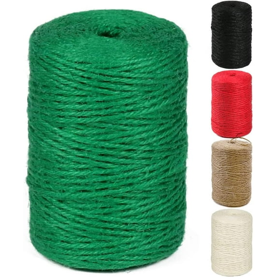 UniMall Natural Jute Twine 600 Feet Long Colored Twine Rope for Crafts Gift Wrapping Packing Gardening and Wedding Decor (Green)