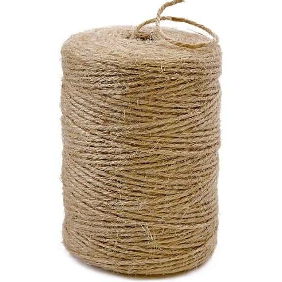UniMall Natural Jute Twine 600 Feet Long Twine String for Crafts Gift Wrapping Packing Gardening Crochet Knitting Macrame Decor (Brown 2mm * 600feet)
