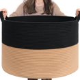thumbnail image 1 of XXXLarge Cotton Rope Basket 21.7" x 21.7" x 13.8" Woven Baby Laundry Blanket Basket Toy Baskets with Handle Storage Comforter Cushions Thread Laundry Hamper Home Decor Living Room, 1 of 7