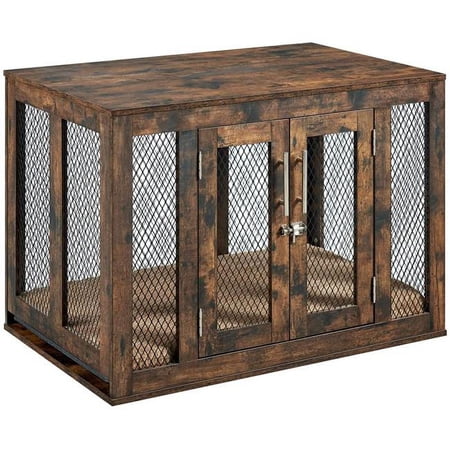 UniPaws UH5147 Medium Pet Crate with Tray - Rustic