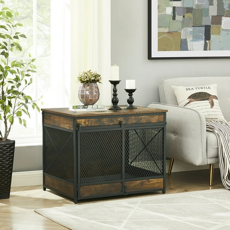 UniPaws Slid Door Dog Crate - Rustic