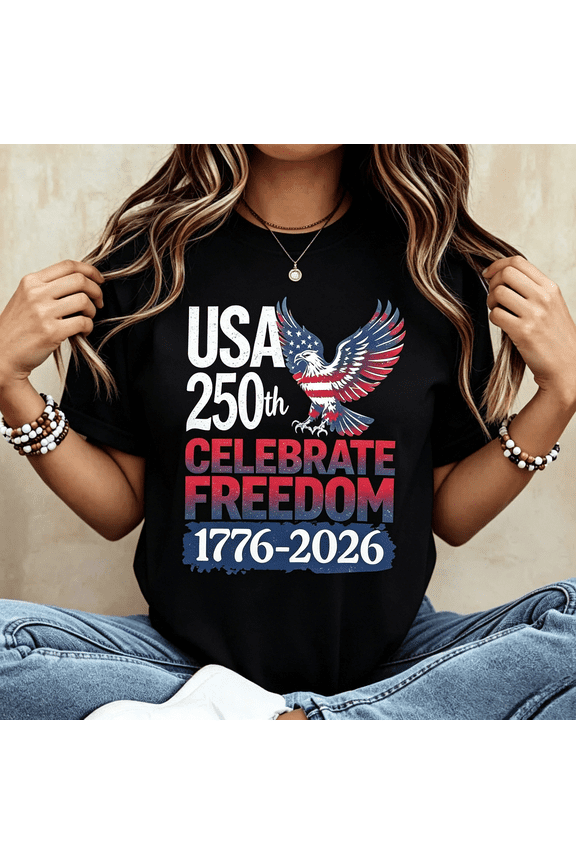 UniSex Cotton Graphic T-Shirt Celebrate 250 Years Of US Independence Vintage USA Flag Heart Patriotic Short Sleeve Tee