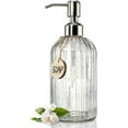 thumbnail image 1 of UniVerse 18 Oz Clear Glass Soap Dispenser with Rust Proof Stainless Steel Pump, Refillable Liquid Hand soap Dispenser for Bathroom, Premium Kitchen Soap Dispenser (Clear)., 1 of 14