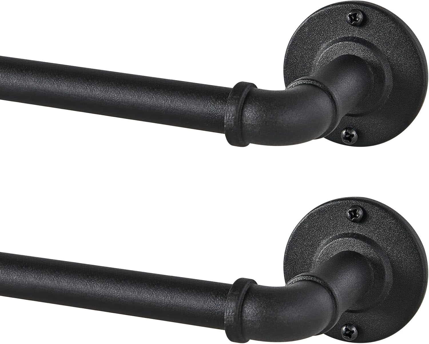 2 Pack Industrial Curtain Rods for Windows 28 to 48 Inches, Blackout Wrap Around Curtain Rod, for Indoor and Outdoor, 5/8 Inch Diameter, 33 to 45 Inches, Black