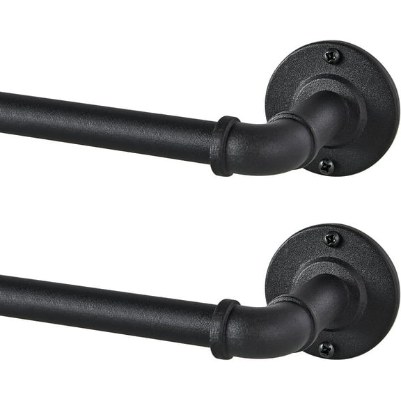 UniVerse 2 Pack Industrial Curtain Rods for Windows 28 to 48 Inches, Blackout Wrap Around Curtain Rod, for Indoor and Outdoor, 5/8 Inch Diameter, 33 to 45 Inches, Black
