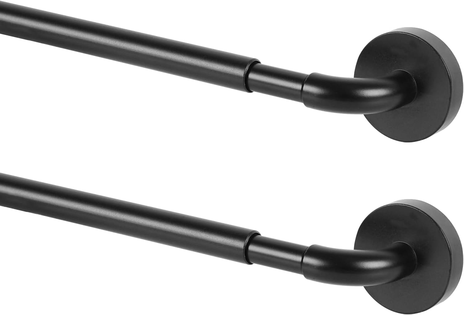 UniVerse 2 Pack Magnetic Curtain Rod for Metal Doors Adjustable 18-30 Inch, 3/8 in. Diameter, French Door Magnetic Curtain Rods, Magnetic Cafe Rod(Black)