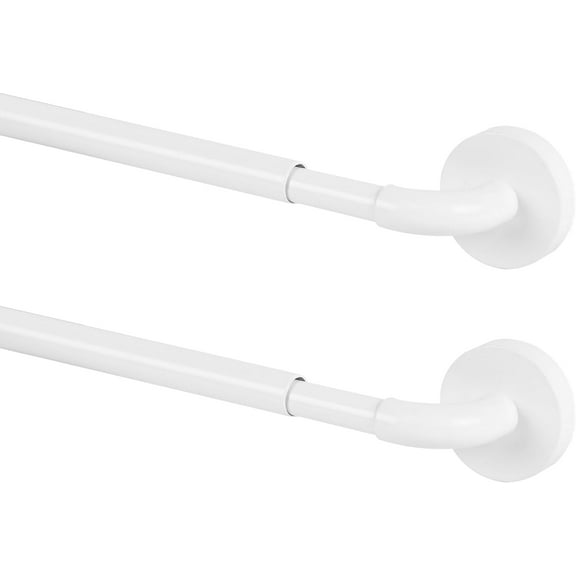 UniVerse 2 Pack Magnetic Curtain Rod for Metal Doors Adjustable 18-30 Inch, 3/8 in. Diameter, French Door Magnetic Curtain Rods, Magnetic Cafe Rod(White)