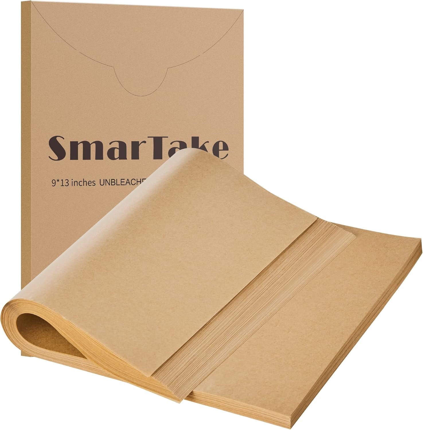 UniVerse  200 Pcs Parchment Paper Baking Sheets, 9x13 Inches Non-Stick Precut Baking Parchment, for Baking Grilling Air Fryer Steaming Bread Cup Cake Cookie and More (Unbleached)