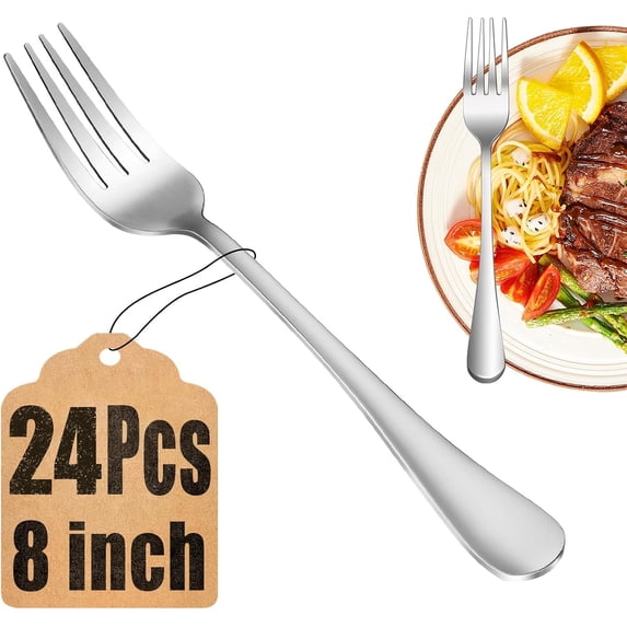 UniVerse 24 Piece Dinner Forks Set, Food-Grade Stainless Steel Silverware Forks, Cutlery Fork, Metal Fork for Home, Kitchen or Restaurant, Mirror Polished, Dishwasher Safe - 8 Inch