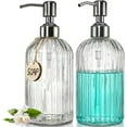 thumbnail image 1 of UniVerse 2PACK 18 Oz Glass Soap Dispenser with Rust Proof Stainless Steel Pump, Refillable Hand Soap Dispenser with Vertical Stripe, Premium Bathroom soap Dispenser for Kitchen & Bathroom, 1 of 6