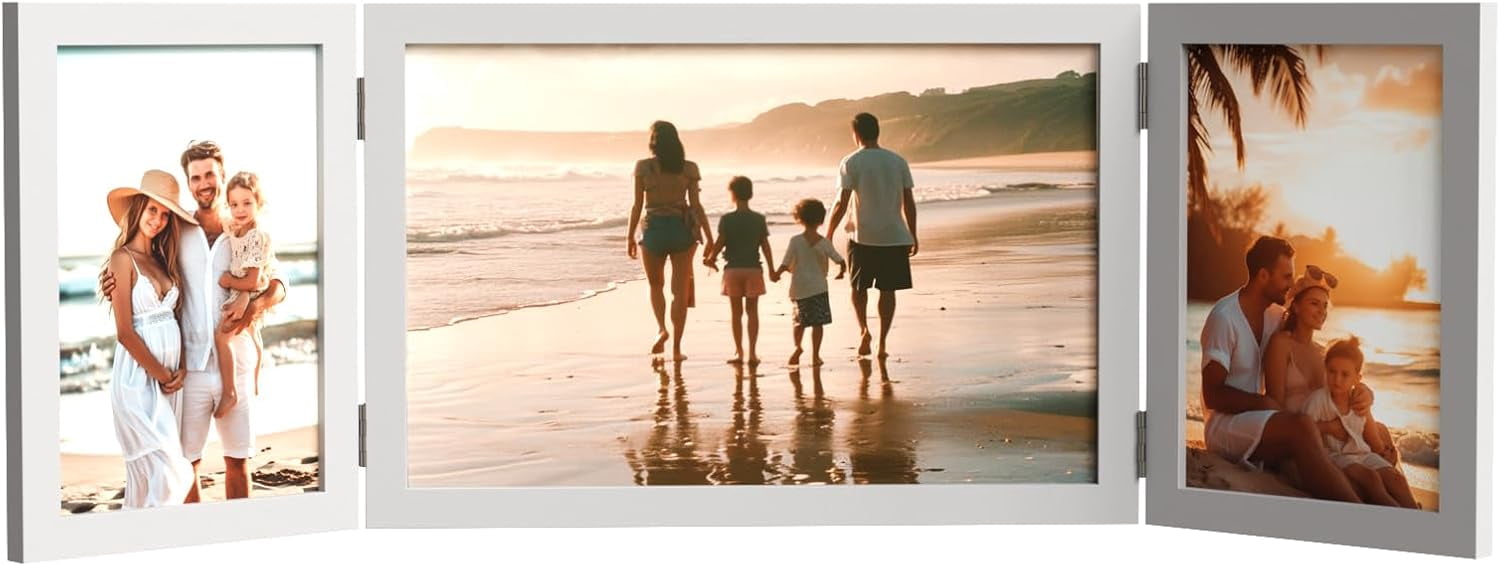 UniVerse 3 Picture Frame, 3.5x5 & 5x8 Triple Folding Hinged Photo ...