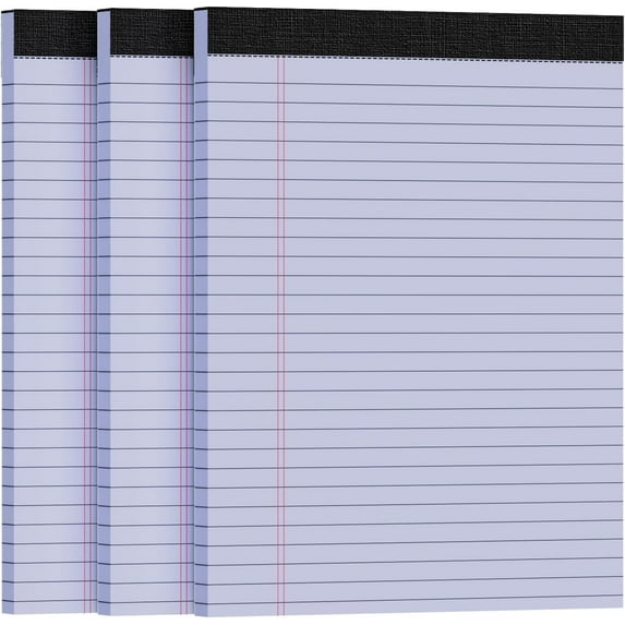 UniVerse 3pcsLegal Pads 8.5x 11,Notepads 8.5x11 Inch, Purple Note Pads Clear Print Writing Pads of Paper,Memo Pads , Perforate Legal Notepads Paper , Wide Ruled Lined with Sturdy Back,30 Sheets/Pack