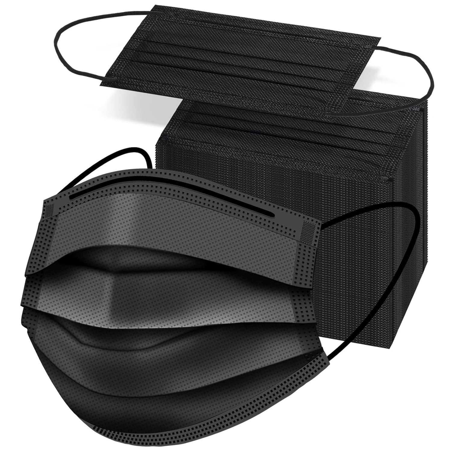 UniVerse 50PCS Disposable Face Masks, Black Masks, 3 Layer Protection Black Disposable Face Masks