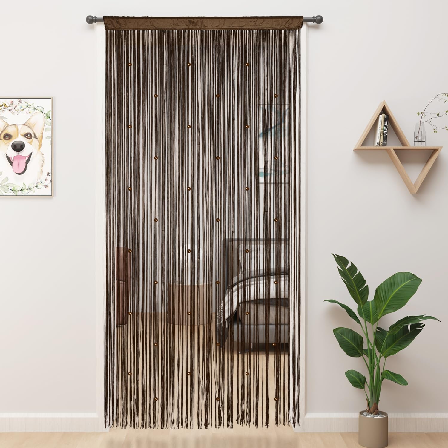 UniVerse Beaded Curtain Beaded Curtains for Doorways Crystals Suitable for Interior Hanging Decoration and Partitions Closet Curtains (39"x110", Coffee)