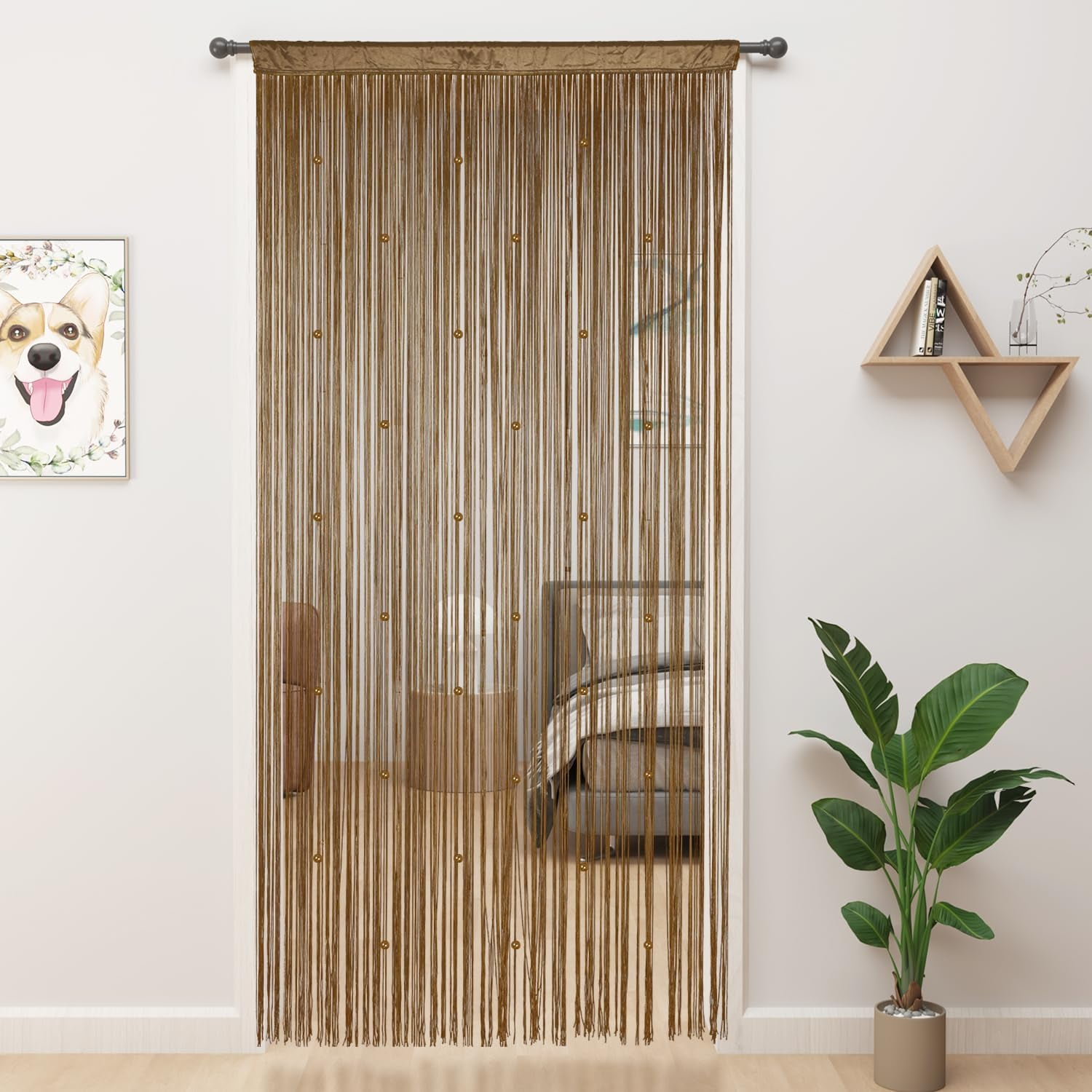 UniVerse Beaded Curtain Beaded Curtains for Doorways Crystals Suitable for Interior Decoration and Partitions Hippy Closet Curtains (Brown, 39"x79")