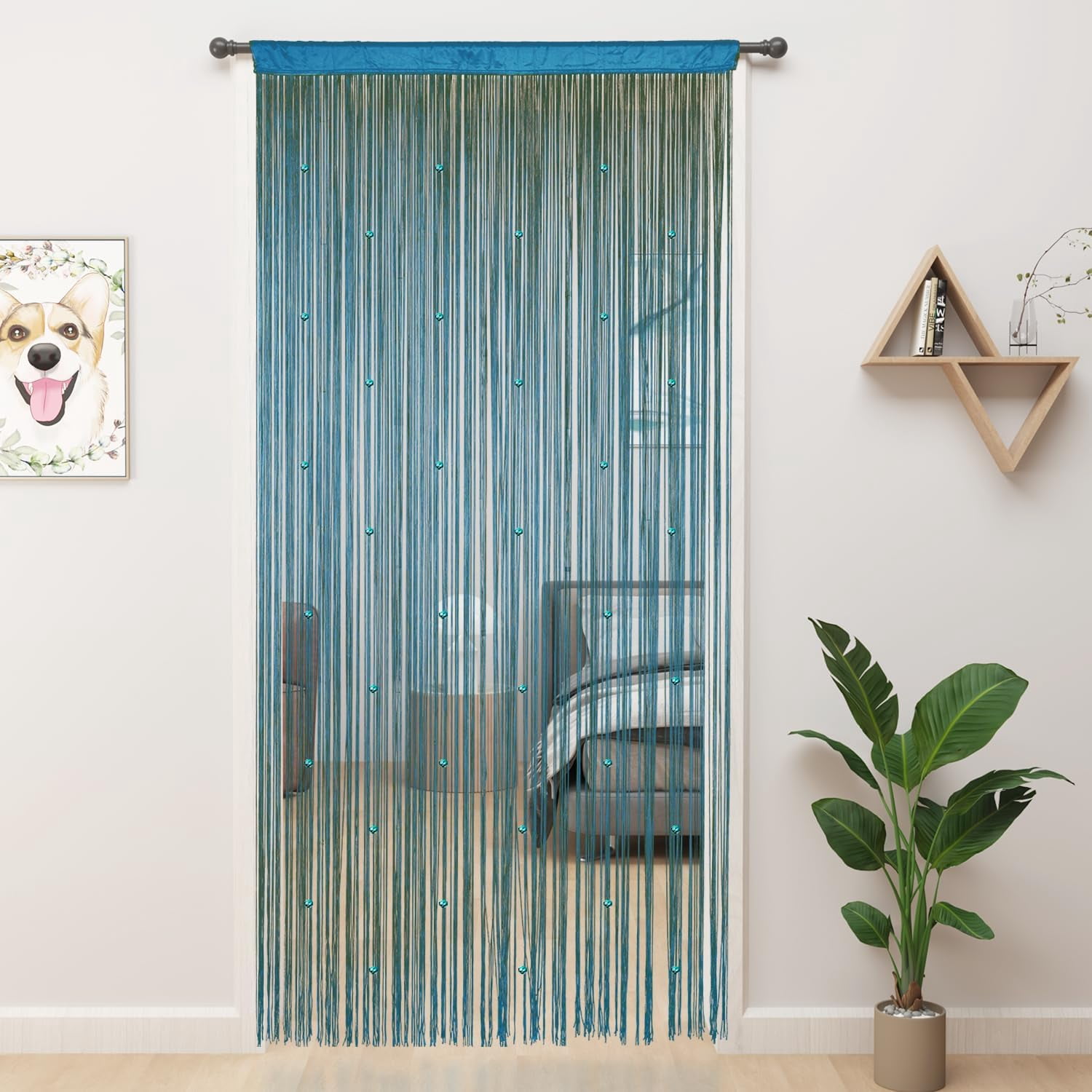 UniVerse Beaded Curtain Beaded Curtains for Doorways Crystals Suitable for Interior Hanging Decoration and Partitions Closet Curtains (39"x79", Blue)