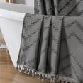 thumbnail image 1 of UniVerse Boho Shower Curtain, Grey Fabric Cloth Shower Curtains Farmhouse Tufted Chevron Striped Textured with Tassel for Bathroom, Soft Hotel Style Modern Minimalist, Machine Washable, 72x72, Grey, 1 of 17