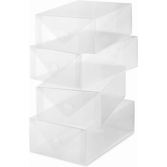 UniVerse Clear Vue Women's Shoe Box, Set of 4, White, 4 Count