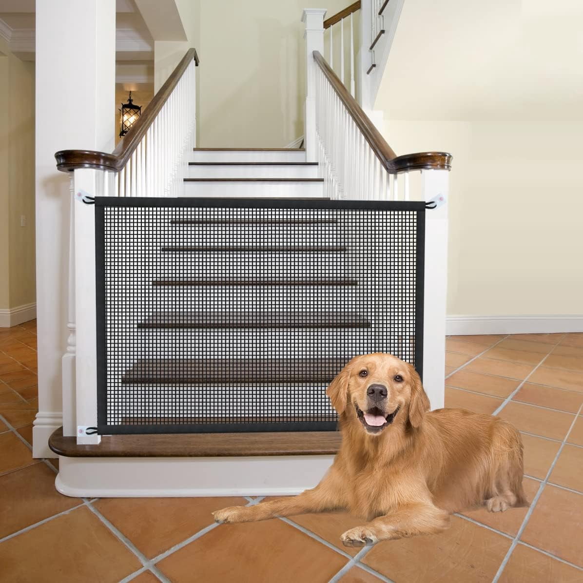 UniVerse Dog Gate for Stairs Pet Gates for The House: Dogs Screen Mesh Gate for Doorways Stairways Indoor 29 inches Tall, 41 inch Wide, Fits Openings 36'' to 39'' Wide