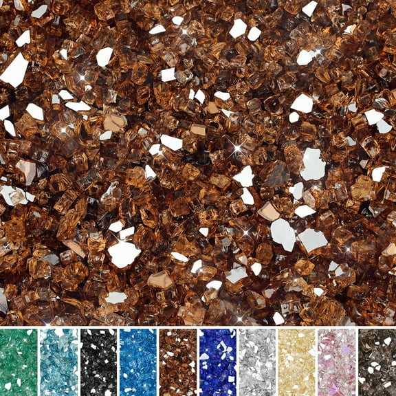 UniVerse High Luster 10-Pound Fire Glass for Fire Pit Fireplace Landscaping, 1/4-Inch Copper Reflective