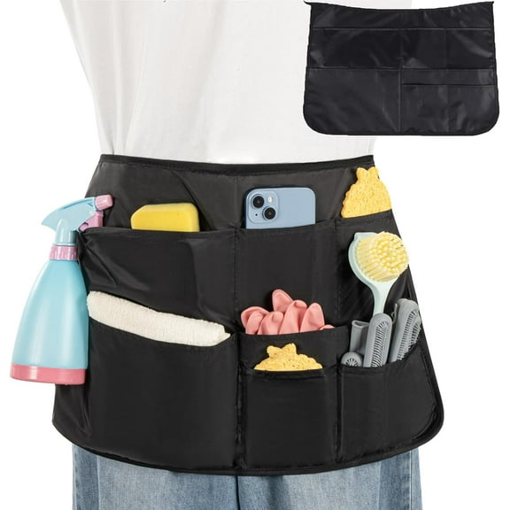 UniVerse Housekeeping Apron - 2PK Cleaning Apron for Housekeeping with 8 Pocketsfor Cleaning Work of House Hotel, Black