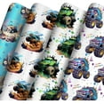 thumbnail image 1 of UniVerse Monster Truck Birthday Wrapping Paper 8 Pc Happy Birthday Gift Wrap Racing Car Art Paper Folded Flat for Boys Kids Baby Shower Holiday 19.6 X27.8Inch, 1 of 14